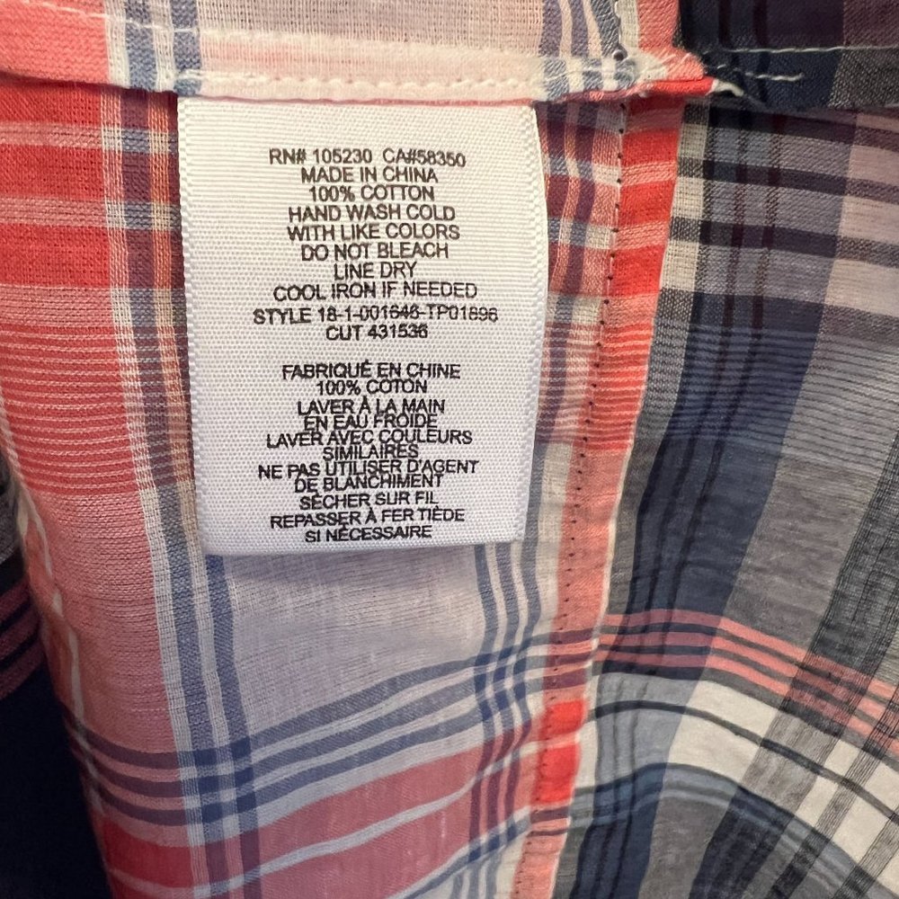 Joie Plaid Contrasting Popover Tunic 100 Cotton Size Small - Picture 7 of 7